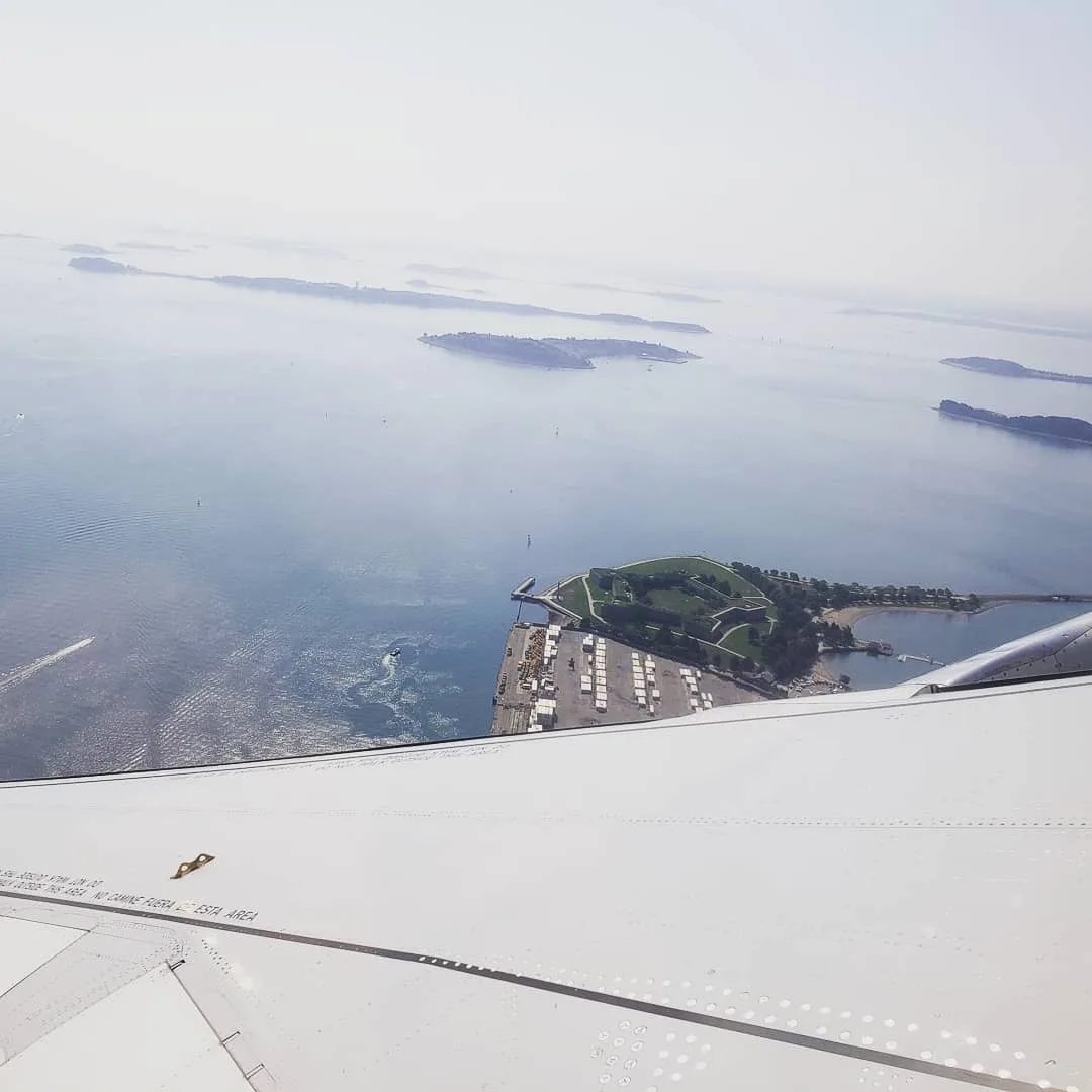Boston harbor islands in haze
