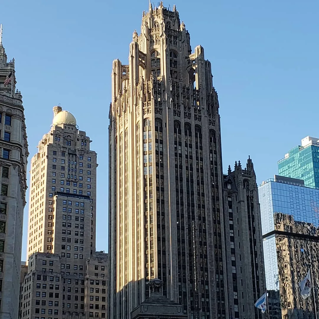 Sunset on the Tribune building