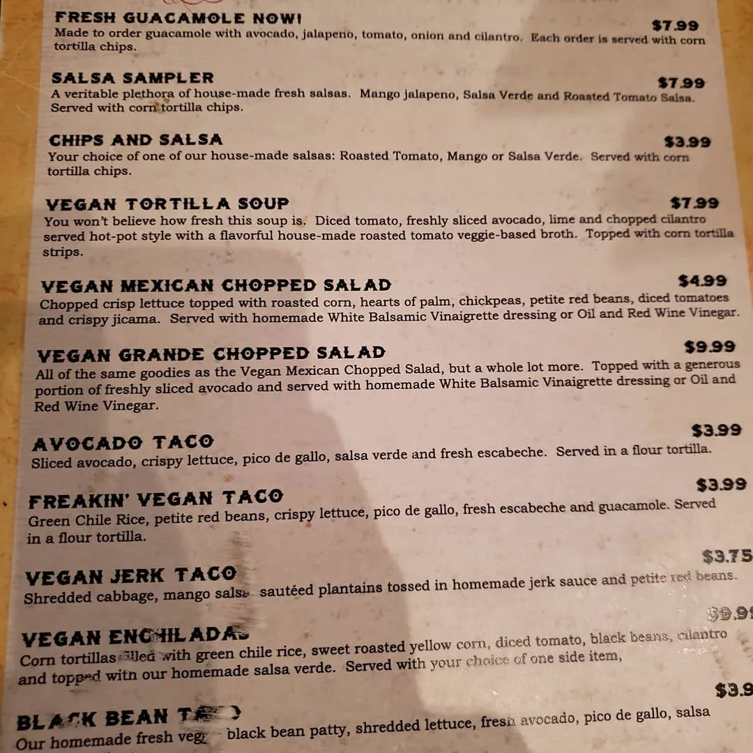 Sunday, December 9th, 2018 – Menu