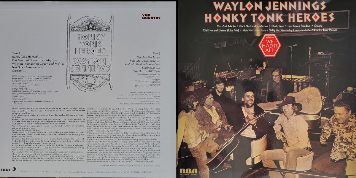 Waylon Jennings,Honky Tonk Heroes, 1973 on RCA Victor | Goatless