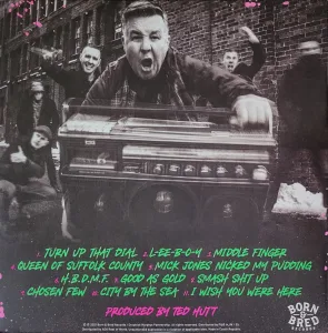 Rear cover - guy holding boombox plus tracklist 