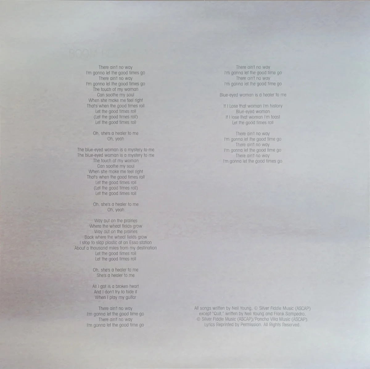 inner sleeve lyrics and credits