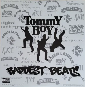 Record cover - black & white Tommy Boy logo and artist names 