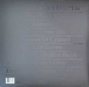 Album cover rear, black on black track list