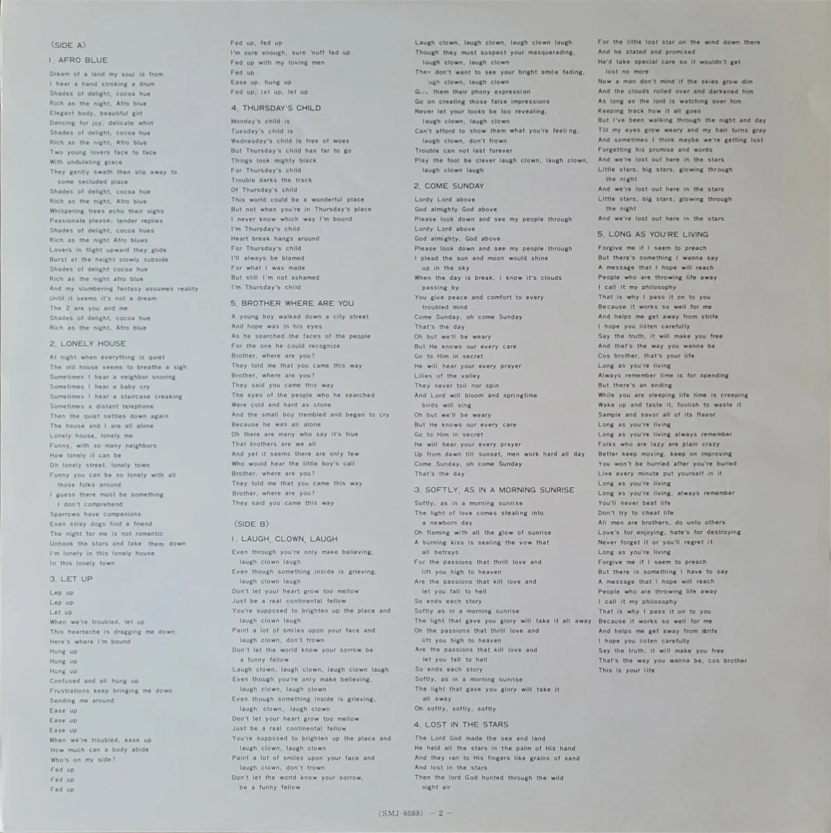 liner notes